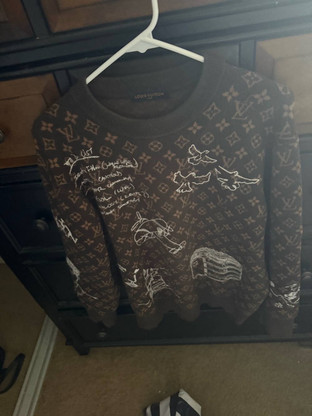 Louis Vuitton Brown Crewneck with White Graphic Accents